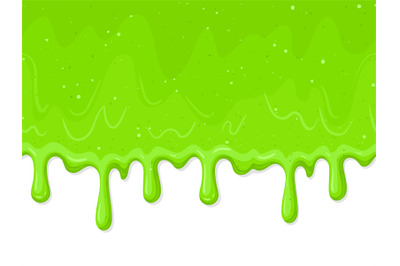 Cartoon green dripping background. Spooky halloween alien slime blobs,