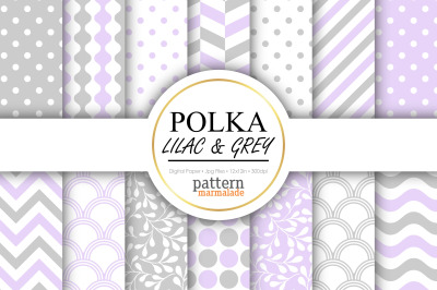 Polka Lilac And Grey Digital Paper - S0302
