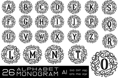 26 alphabet monogram A-Z