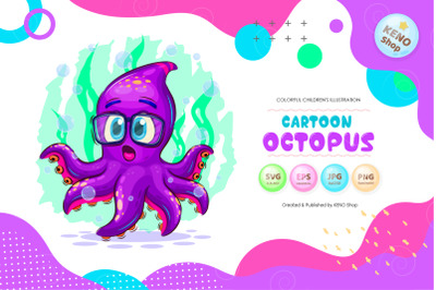 Cartoon surprised octopus clipart