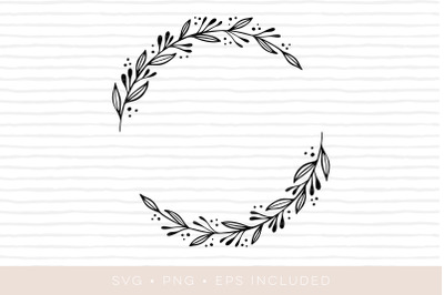 Wreath Elegant leaves foliage SVG Cutfile. PNG, EPS also included