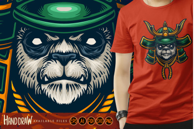 Giant Panda Japanese Samurai Warrior Mascot Svg