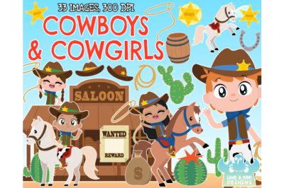 Cowboys and Cowgirls Clipart - Lime and Kiwi Designs