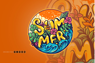 Summer Typographic Tropical Waves SVG