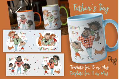 Father&#039;s Day Sublimation Mug Wrap Template. Daddy&#039;s Mug Png