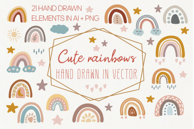 Cute vector rainbows clipart set