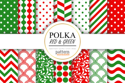 Polka Red And Green Digital Paper - S1125