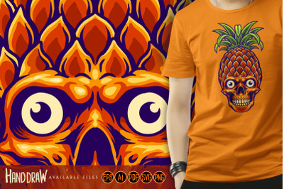 Pineapple Skull Summer Tropical Clipart