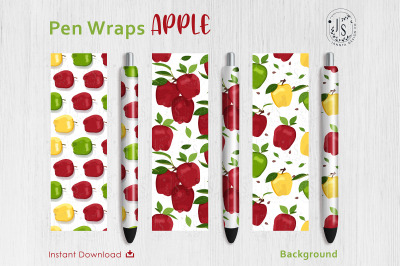 Apple Fruit Pen Wraps PNG File Set