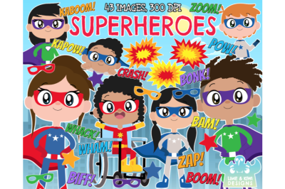 Superheroes Clipart - Lime and Kiwi Designs