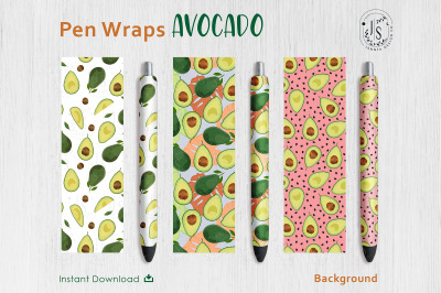 Avocado Fruit Pen Wraps PNG File Set