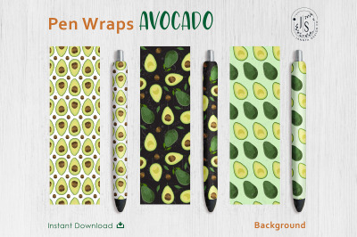 Avocado Fruit Pen Wraps PNG File Set