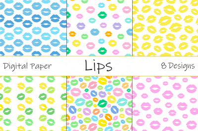 Lips pattern. Lips silhouettes. Lips colorful. Lips SVG