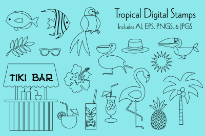 Tropical Digital Stamps