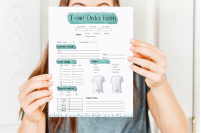 Green T-shirt Order Form Template