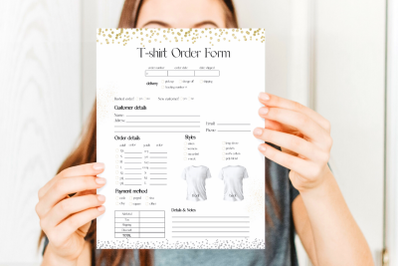 Gold Confetti T-shirt Order Form Template