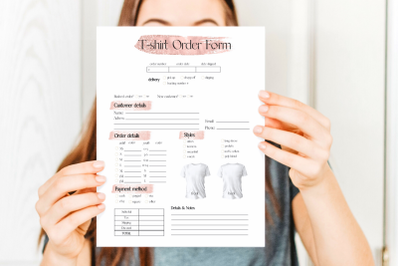 Pink Glitter T-shirt Order Form Template