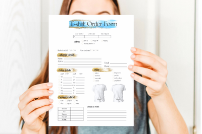 Blue Glitter T-shirt Order Form Template