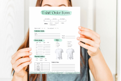 Green T-shirt Order Form Template