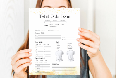 Gold T-shirt Order Form Template