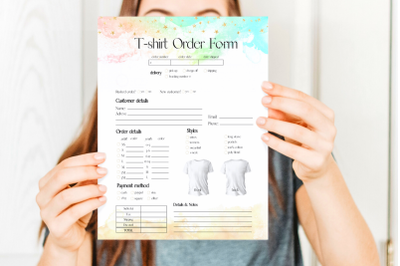 Colorful T-shirt Order Form Template