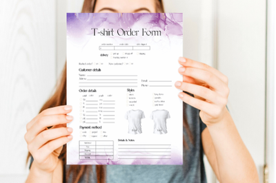 Violet T-shirt Order Form Template