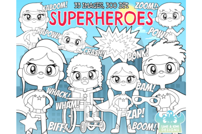 Superheroes Digital Stamps - Lime and Kiwi Designs