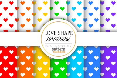 Love Shape Rainbow Digital Paper - T0110