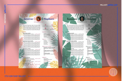 Natural Tropical Leaves Minimalist Resume Template with Photo | Person