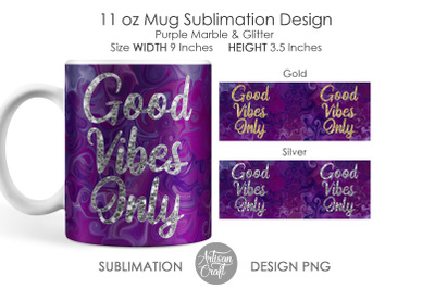 Good vibes only mug, 11 oz mug sublimation design