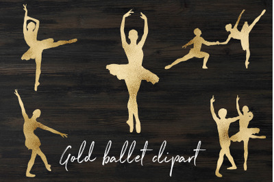 Ballerina clipart, gold ballet image