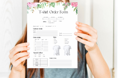 Floral Watercolor T-shirt Order Template