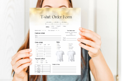 Gold T-shirt Order Template