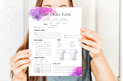 Violet Watercolor T-shirt Order Template