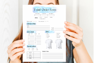 Blue Glitter T-shirt Order Template