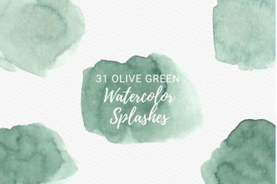 Olive Green Watercolor Splash Clipart