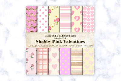 Shabby Pink Digital Paper, Linen Love burlap pattern, 12&quot; x 12&quot; Scrapb