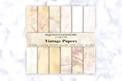 Tea Stained Digital Paper, Vintage Aged Parchment, Antique watercolor,