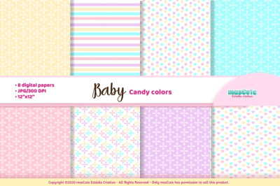baby candy colors digital paper