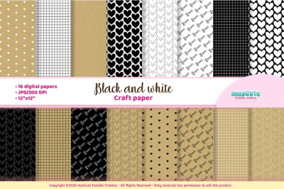 craft paper black and white digital paper