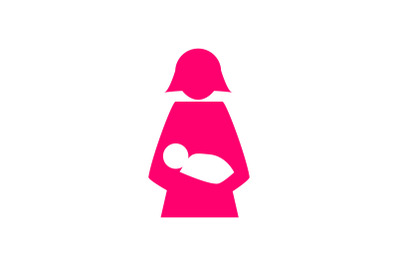 Medical Icon with Pink Baby Mom Clinic