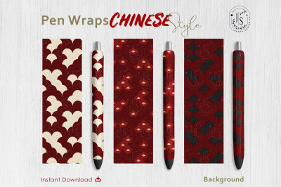 Chinese Style Pen Wraps PNG File Set