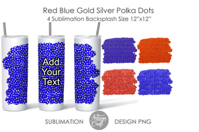 Sublimation backsplash, Red and Blue, Polka Dots