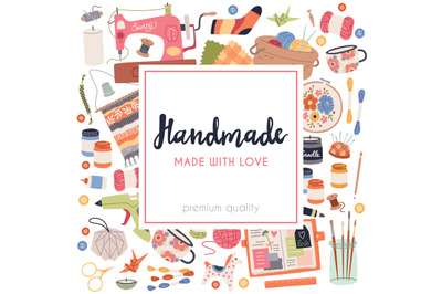 Handmade crafts. Art accessories and materials, hobby tools, cozy crea