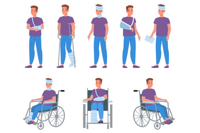 Man with injury. Guy with bandage and plaster&2C; injuries and wounds&2C; ar