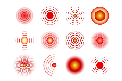 Circles pain. Painful target red spot, muscle and joint pain local spo