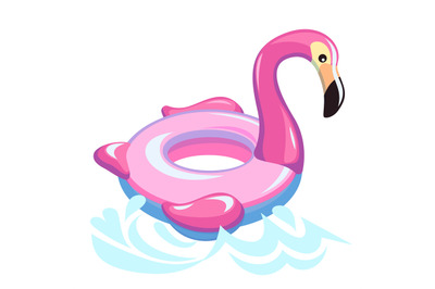 Flamingo swimming. Inflatable beach or pool rubber toy&2C; summer bright