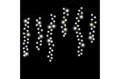 Garlands light. Realistic hanging white festive lamps. Seamless templa