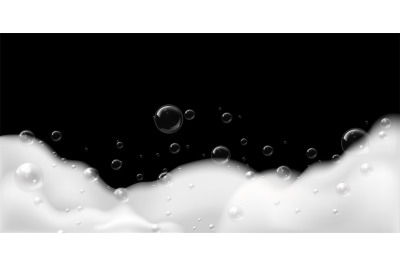 Soap foam. White bubbles flying, bath or laundry poster template, sham