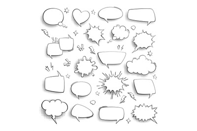 Thought bubble. Comic cartoon empty talk and speech balloons or clouds